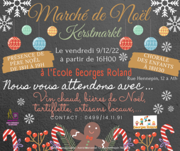 Affiche du marché de Noël de l'école Georges Roland à Ath