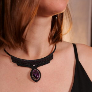 Collier torque Black & Amethyst
