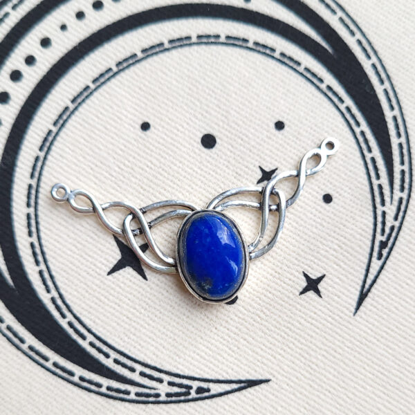 Estampe lapis lazuli et laiton argenté pour collier Marita