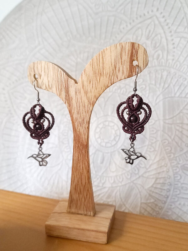 Boucles d'oreille grenat colibri