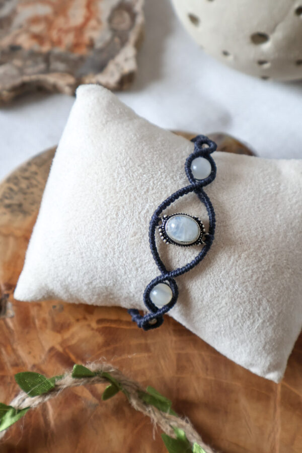Bracelet Nadi pierre de lune bleu marine