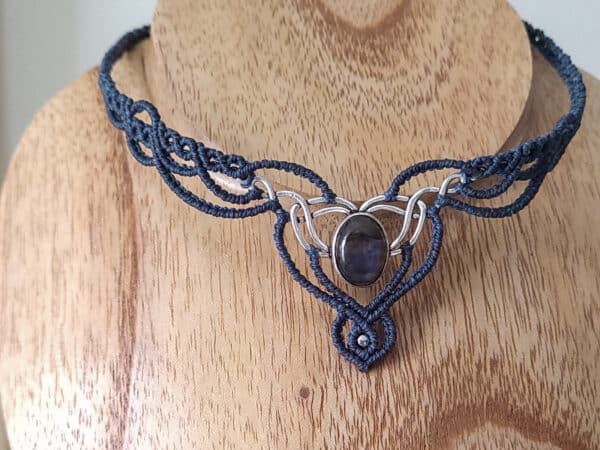 Collier Marita, labradorite, bleu orage