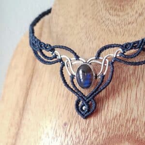 Collier Marita, labradorite, bleu orage