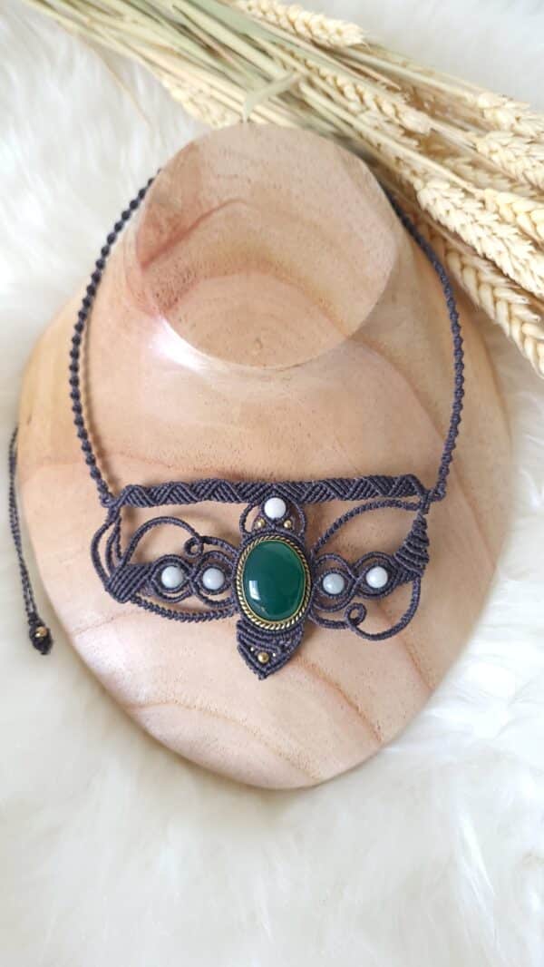 Collier asymétrique onyx vert