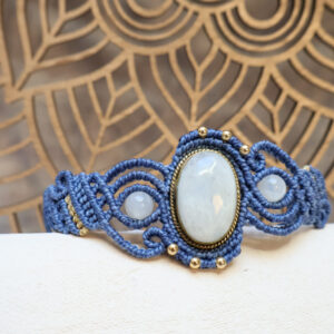 Bracelet bleu denim pierre de lune