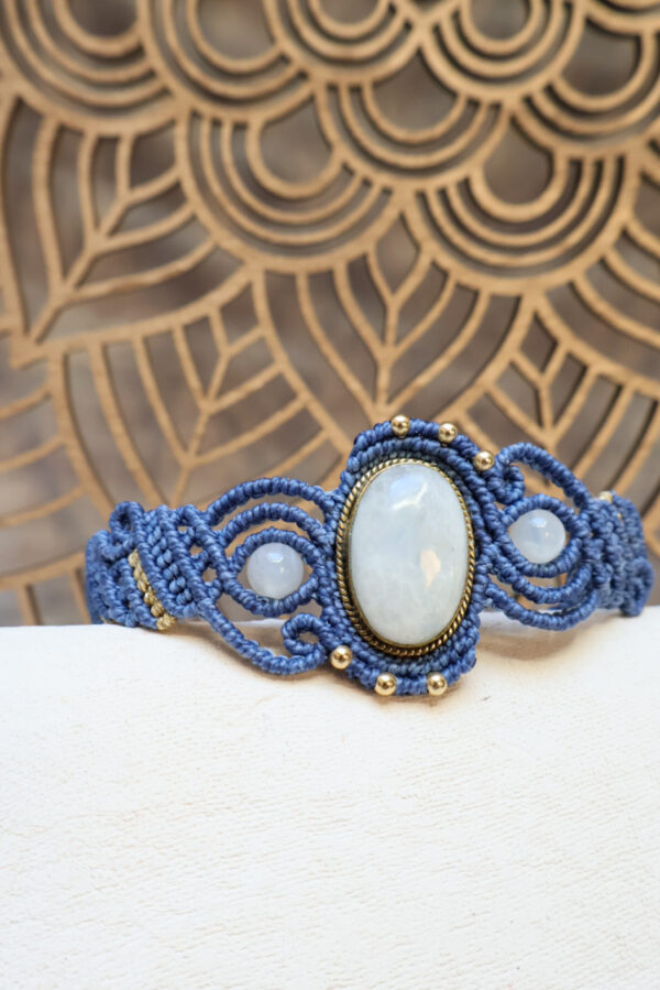 Bracelet bleu denim pierre de lune
