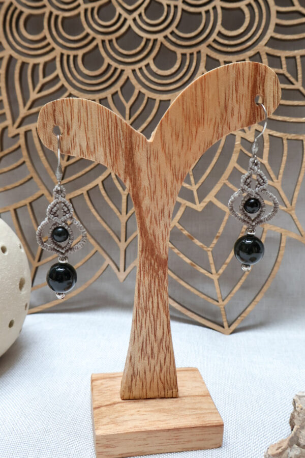Boucles d'oreille Lacrima avec obsidienne oeil céleste