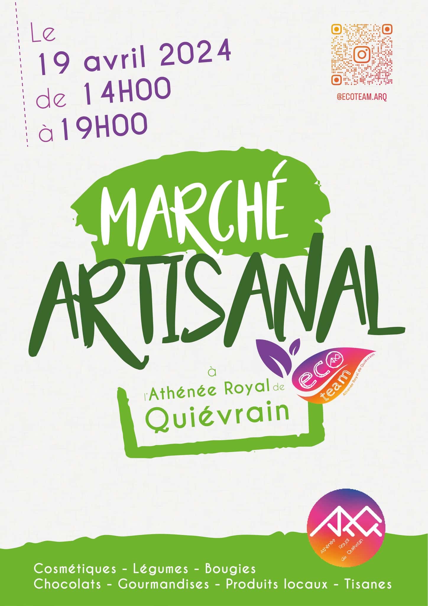 Affiche du marché artisanal de l'ARQuiévrain