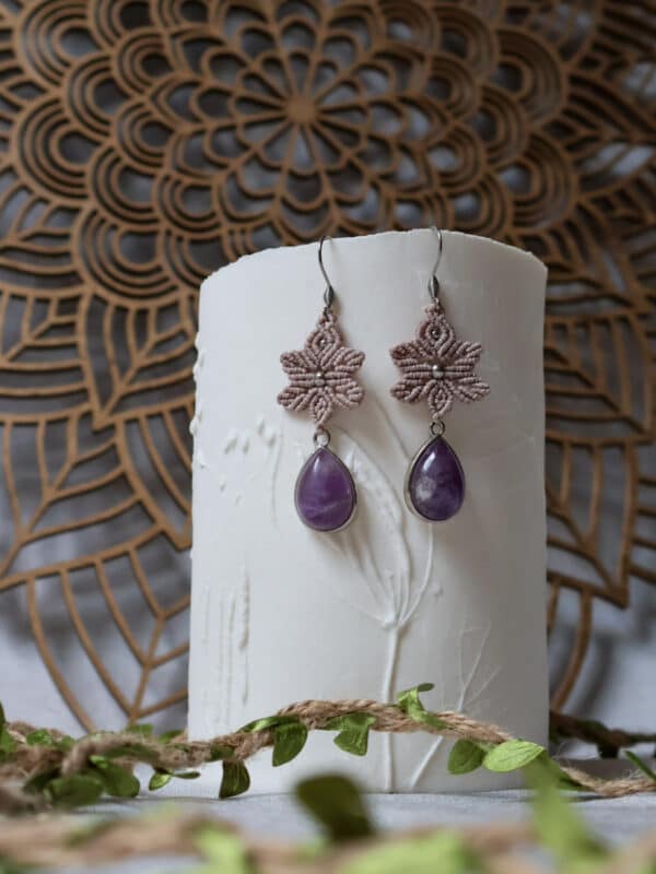 Boucles fleuries - Améthyste - Upcyclées
