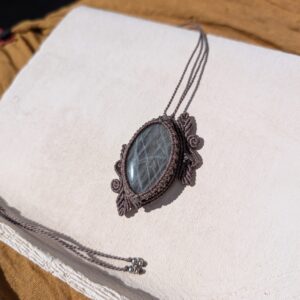 Collier sautoir labradorite blanche