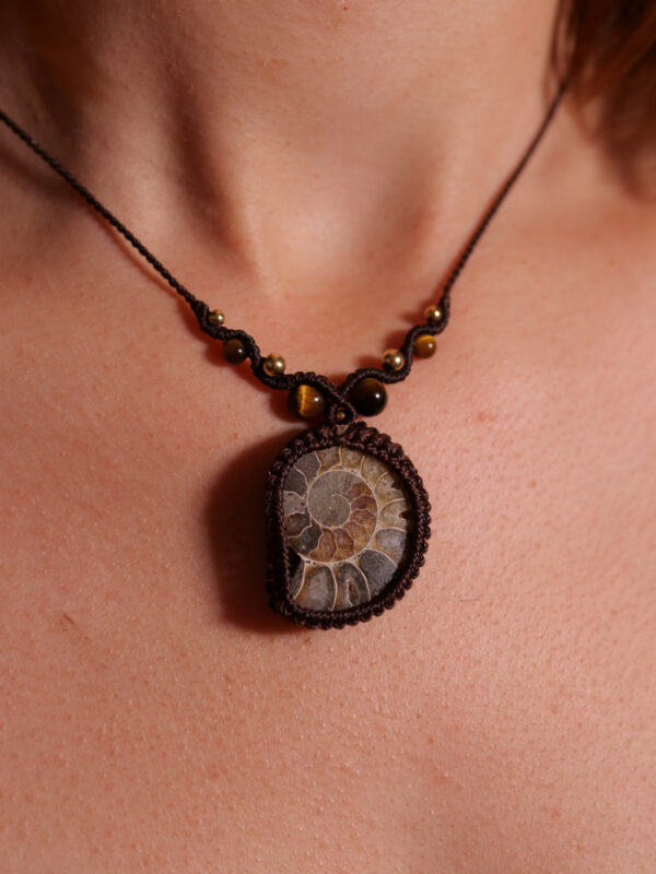 Nammu - Collier ammonite et œil de tigre